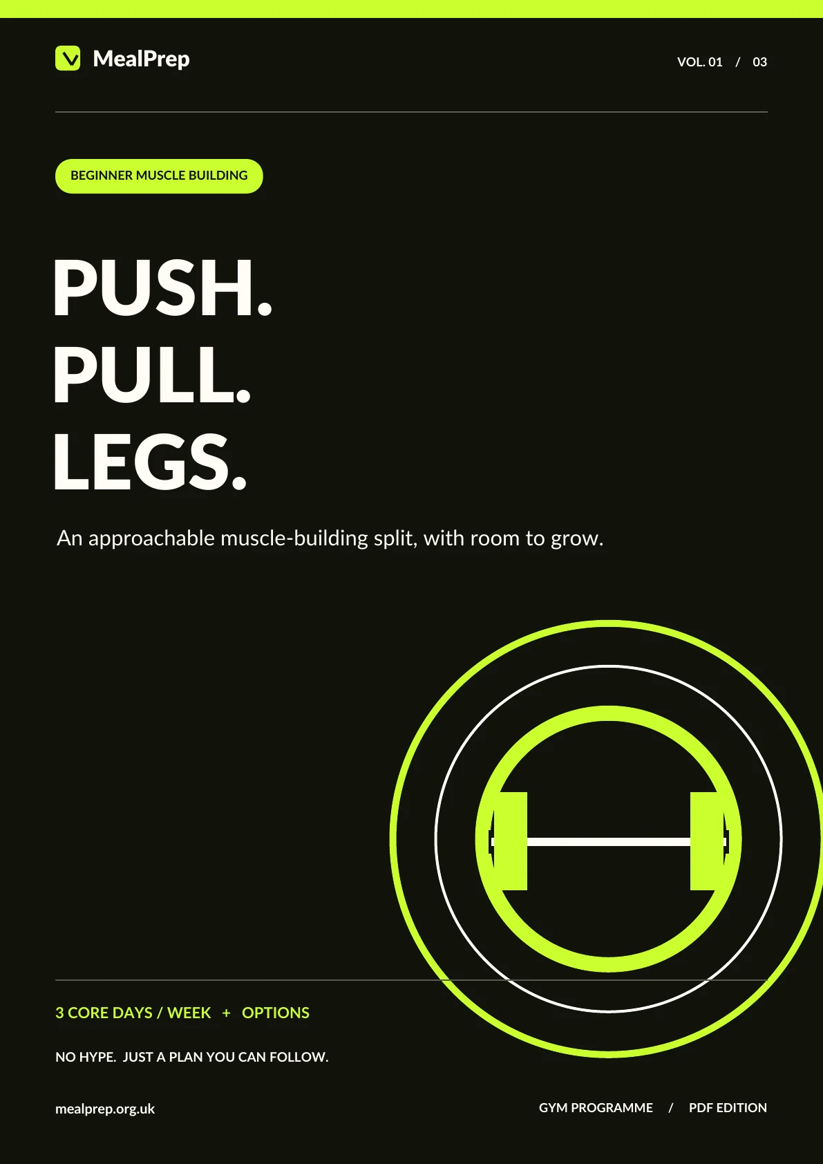 Cover of the Push Pull Legs, Made Simple gym programme