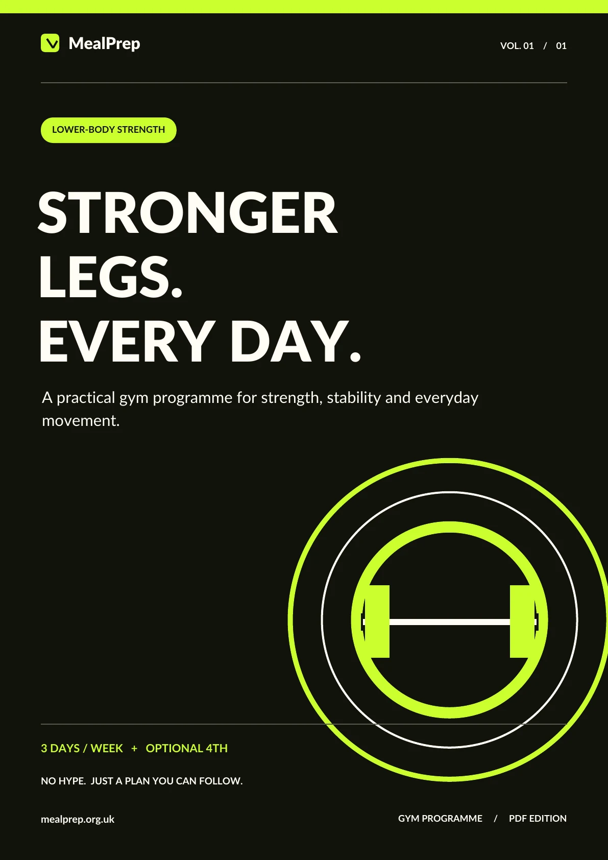 Cover of the Stronger Legs, Every Day beginner gym programme