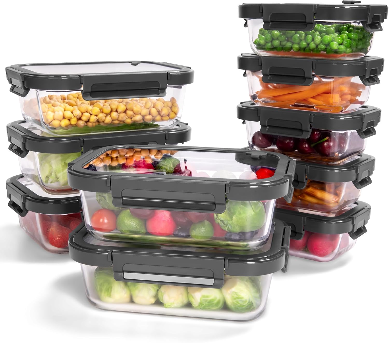 BOROHOUSE 10-pack glass food storage containers
